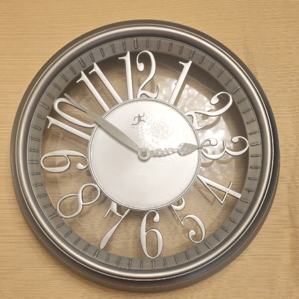 Infinity Silver Wall Clock with Fancy Numbers